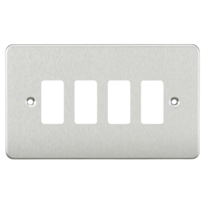 Flat plate 4G grid faceplate - brushed chrome