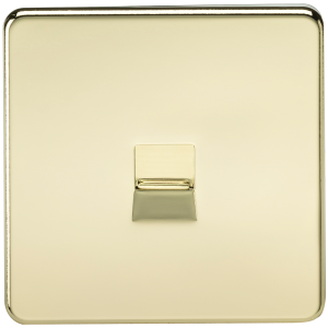 Screwless Telephone Extension Socket - Polished Brass