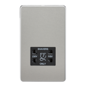 Screwless 115V/230V Dual Voltage Shaver Socket - Brushed Chrome