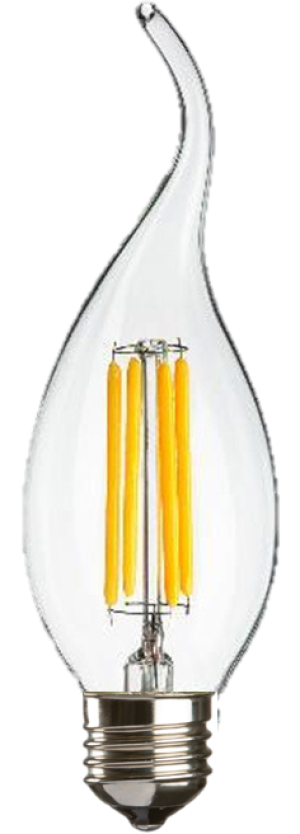 230V 4W LED 35mm ES Clear Flame Tip Candle 3000K