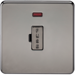 Screwless 13A Fused Spur Unit with Neon - Black Nickel
