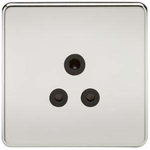 Screwless 5A Unswitched Socket - Polished Chrome with Black Insert