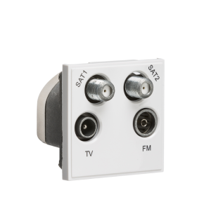 Quadplexed SAT1/SAT2/TV/FM DAB Outlet Module 50 x 50mm - White