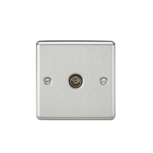 TV Outlet (non-isolated) - Rounded Edge Brushed Chrome CL010BC