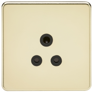 Screwless 5A Unswitched Socket - Polished Brass with Black Insert