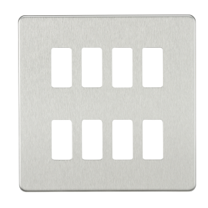 Screwless 8G grid faceplate - brushed chrome