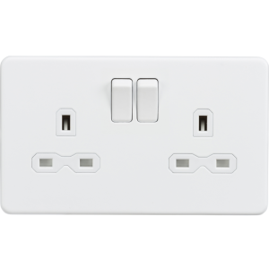 Screwless 13A 2G DP switched socket - Matt white