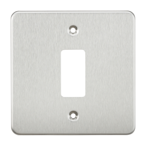 Flat plate 1G grid faceplate - brushed chrome