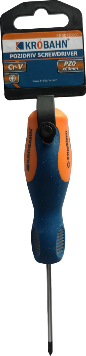 Krobahn Pozidriv Screwdriver PZ0 x 60mm Magnetic Tip Rubber Handle, KB-SDPZ0060