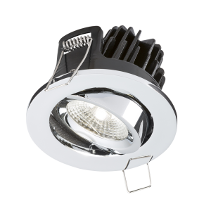 IP20 7W LED 4000K Cool White Tilt Downlight with Fixed Chrome Bezel