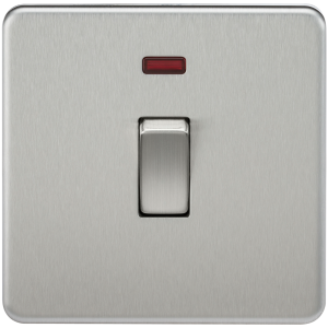 Screwless 20A 1G DP Switch with Neon - Brushed Chrome