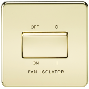 Screwless 10A 3 Pole Fan Isolator Switch - Polished Brass