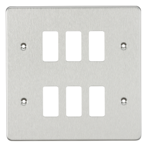 Flat plate 6G grid faceplate - brushed chrome
