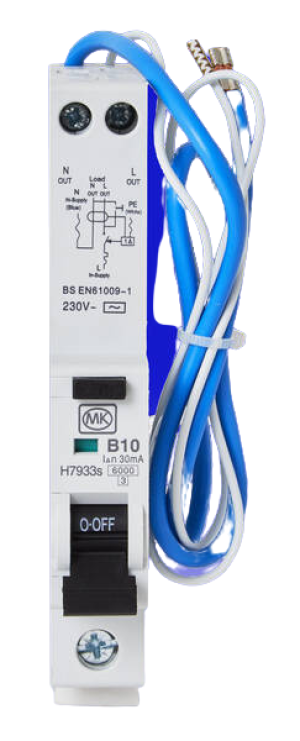 MK H7933S Sentry Single Pole Type B RCBO Circuit Breaker-10A