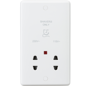 Curved Edge Dual Voltage Shaver Socket with Neon