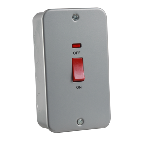 Metal Clad 45A DP Switch with Neon - Large Plate
