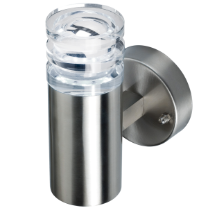 IP44 12 x White LED Upright Wall Light Stainless Steel