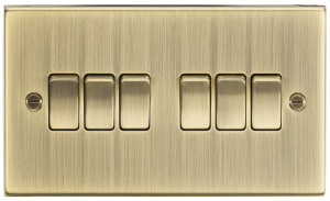 10A 6G 2 Way Plate Switch - Square Edge Antique Brass