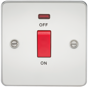 Flat Plate 45A 1G DP switch with neon - polished chrome