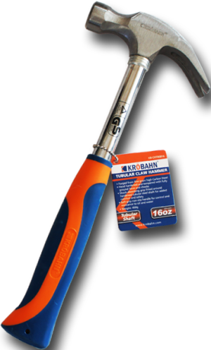 Krobahn KB-CHTB0016 16Oz Tubular Claw Hammer Rubber Grip Handle Hardened Steel Head Mallet