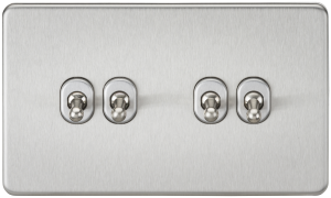 Screwless 10A 4G 2-Way Toggle Switch - Brushed Chrome