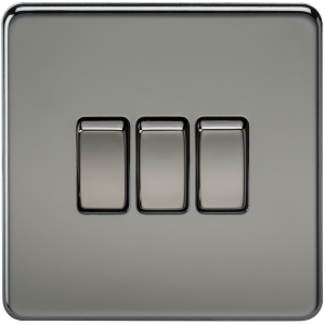 Screwless 10A 3G 2-Way Switch - Black Nickel