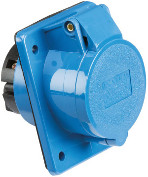 240V IP44 32A Angled Panel Mount Socket 2P+E