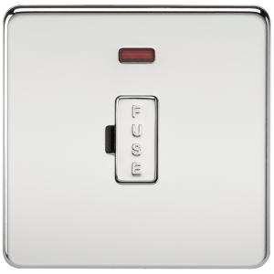 Screwless 13A Fused Spur Unit with Neon - Polished Chrome