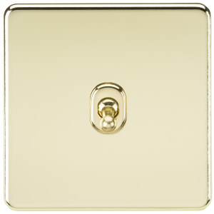 Screwless 10A 1G Intermediate Toggle Switch - Polished Brass