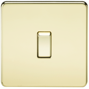 Screwless 20A 1G DP Switch - Polished Brass