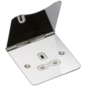 13A 1G unswitched floor socket - polished chrome with white insert