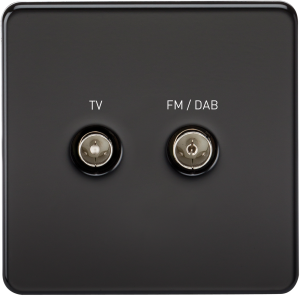 Screwless Screened Diplex Outlet (TV & FM DAB) - Matt Black