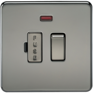 Screwless 13A Switched Fused Spur Unit with Neon - Black Nickel