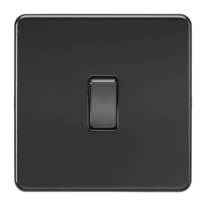 Screwless 10A 1G 2-Way Switch - Matt Black with black rocker