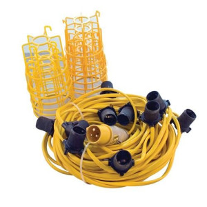 FS10BCSET 10 BC Holders 25m Yellow Flex 110V Lamp Holders And Guard Lamps included