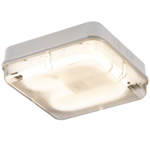 IP65 28W HF Square Emergency Bulkhead with Prismatic Diffuser and White Base