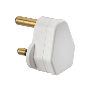 15A Round Pin Plug Top - White (Screw Cord Grip)