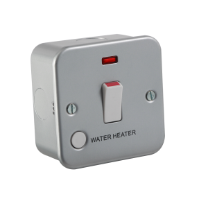 Metal Clad 20A 1G DP Switch with Neon & Flex Outlet "WATER HEATER"