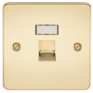 Flat Plate RJ45 network outlet - polished brass