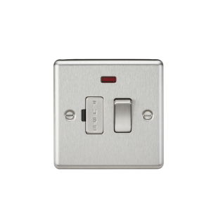 13A Switched Fused Spur Unit with Neon - Rounded Edge Brushed Chrome