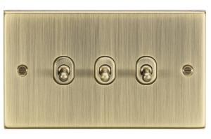 10A 3G 2 Way Toggle Switch - Square Edge Antique Brass