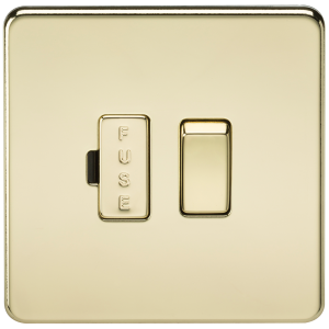 Screwless 13A Switched Fused Spur Unit - Polished Brass