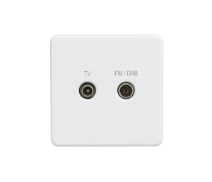 Screwless screened diplex outlet (TV and FM/DAB) - Matt white