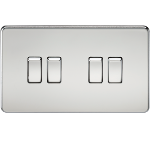 Screwless 10A 4G 2-Way Switch - Polished Chrome