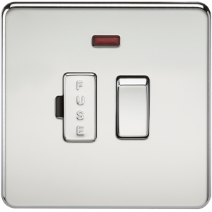 Screwless 13A Switched Fused Spur Unit with Neon - Polished Chrome