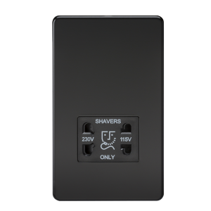 Screwless 115V/230V Dual Voltage Shaver Socket - Matt Black
