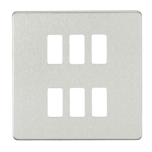 Screwless 6G grid faceplate - brushed chrome