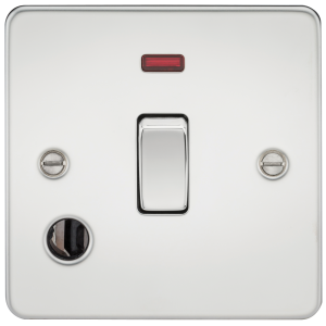 Flat Plate 20A 1G DP switch with neon & flex outlet - polished chrome