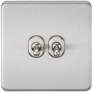 Screwless 10A 2G 2-Way Toggle Switch - Brushed Chrome