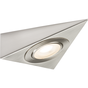 230V LED Triangular Under Cabinet Light - Brushed Chrome 3000K